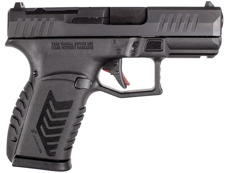 Derya Arms Dy9z 9mm Pistol – 3.5", 10+1, Black Melonite, Polymer Frame, Black Polymer, FS: White Dot RS: U-Notch, optic ready
