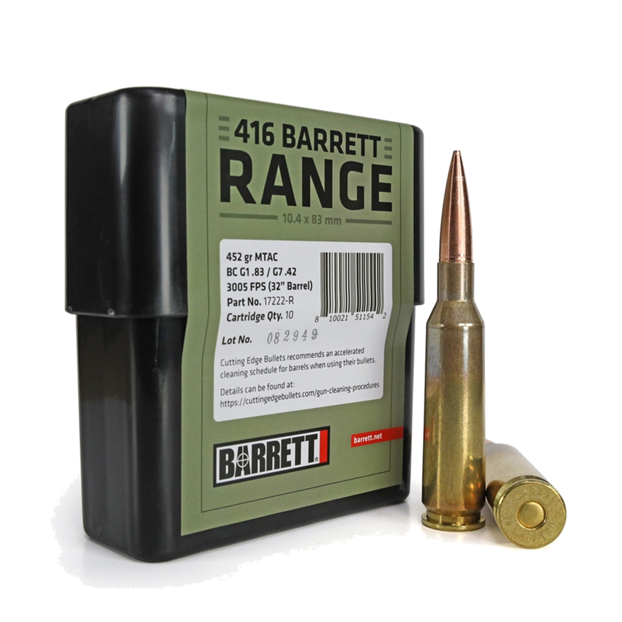 Barrett Range Ammo 416 Barrett 452 Grain Ammunition – 10 Rounds