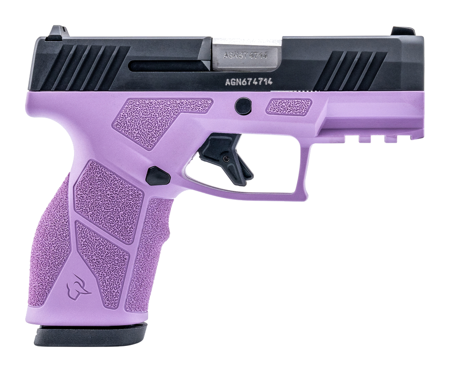 Taurus GX2 9mm Pistol – 3.38", 10+1, Black, Steel Frame, Light Purple Polymer, FS: Fixed White Dot RS: Drift