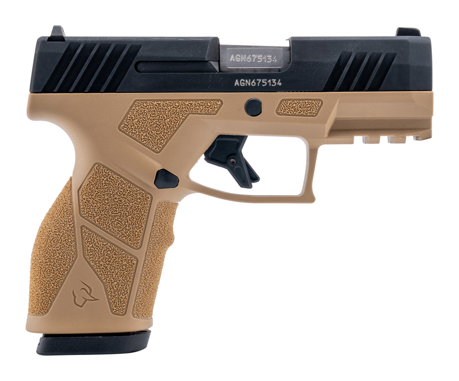 Taurus GX2 9mm Pistol – 3.38", 10+1, Black, Steel Frame, Tan Polymer, FS: Fixed White Dot RS: Drift, includes two 10-round magazines