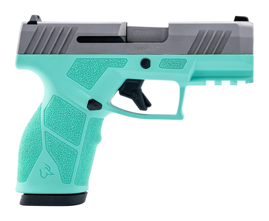 Taurus GX2 9mm Pistol – 3.38", 10+1, Stainless, Steel Frame, Cyan Polymer, FS: Fixed White Dot RS: Drift, includes two 10-round magazines