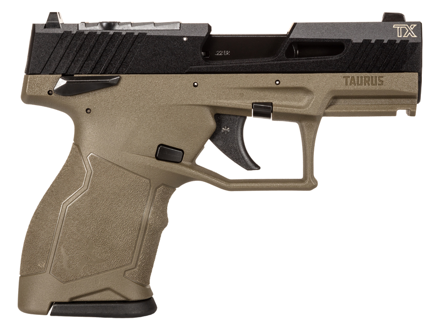 Taurus TX22 Compact .22 LR Pistol Manual Safety – 10+1, OD Green Frame/Black Slide