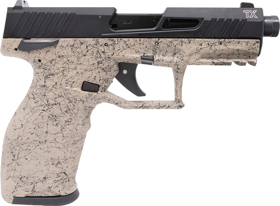 Taurus TX22 Gen 2 .22 LR Pistol – 4.1", 16+1, Black, Polymer Frame, FDE Splatter Frame, FS: White Dot RS: Serrated