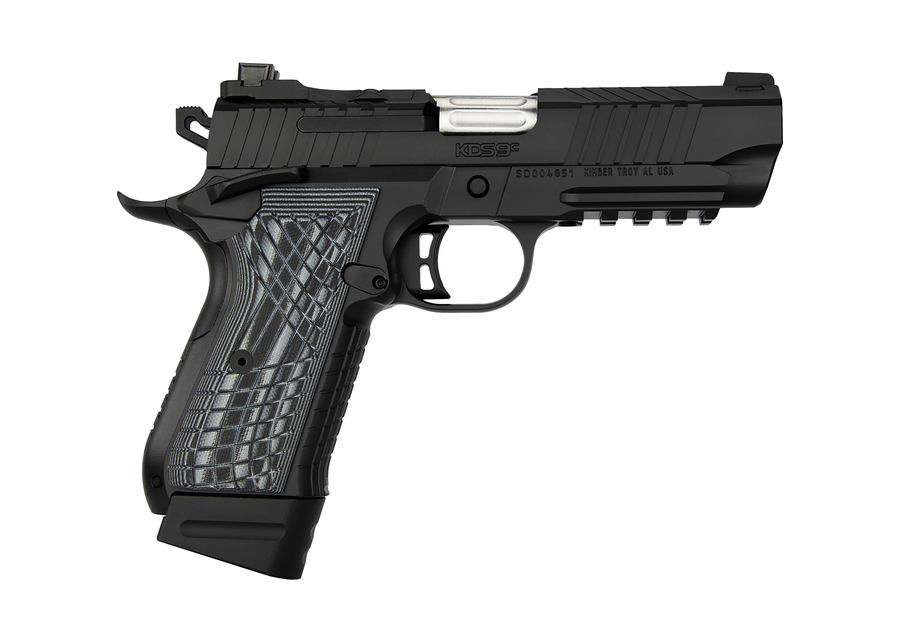 Kimber KDS9c 9mm Pistol – 4", 15+1, KimPro Black, Aluminum Frame Gray/Black G10 Crosshatch Aluminum Frame, TruGlo Night Sights