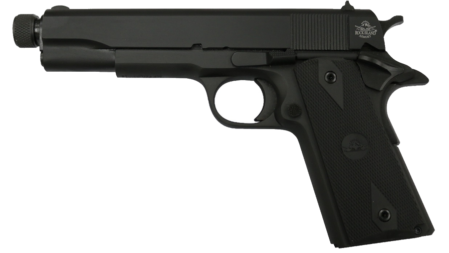 Rock Island Armory M1911-A1 Gi .45 ACP Pistol – 5" Barrel, Black Rubber