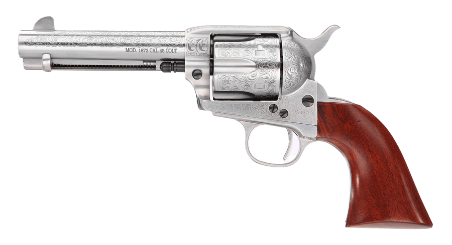 Taylor's & Company Cattleman White Floral Engrave .45 Colt Revolver – 4.75" Barrel