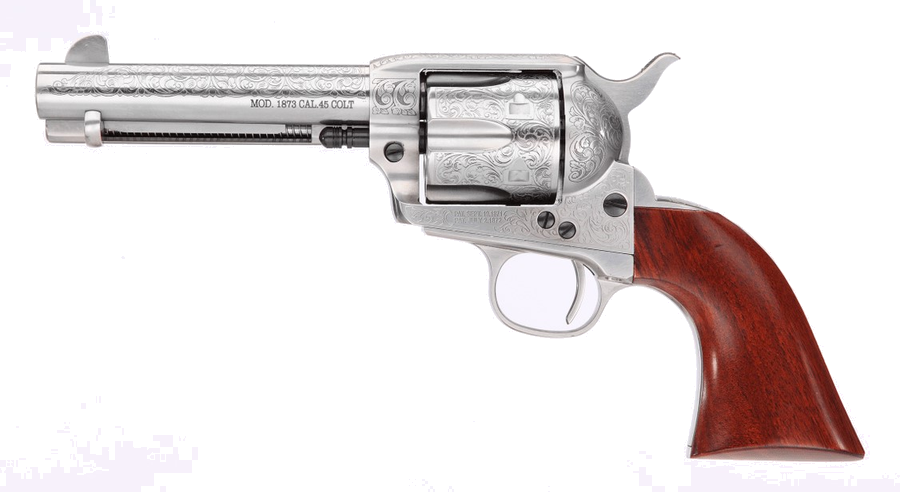 Taylor's & Company Cattleman White Floral Engrave Revolver – .357 Magnum / 38 Special, White Steel