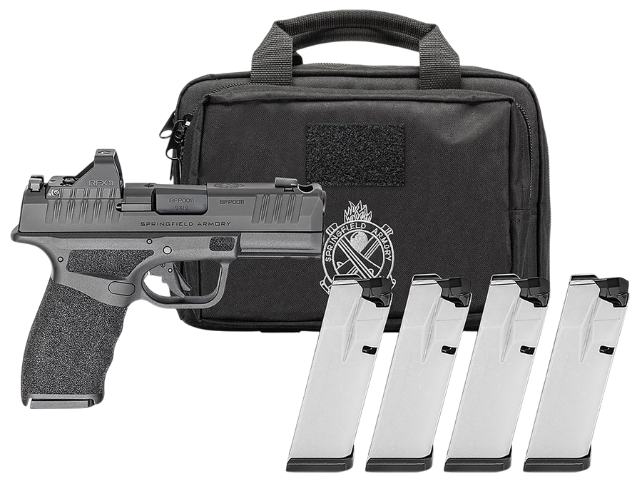 Springfield Armory Hellcat Pro OSP 9mm Pistol – 3.8", 15+1, Black, Polymer Frame, Black Polymer, Fiber Optic Front