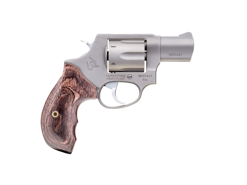 Taurus 856 .38 Special Revolver – 2", 6-Round Capacity, Matte, Steel Frame, Smooth Walnut, FS: Serrated Ramp / RS: Fixed – MPN 2-856029SW