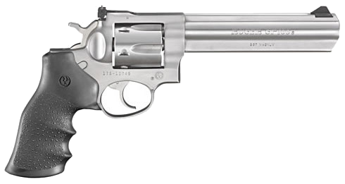 Ruger GP100 .357 Magnum / 38 Special Revolver – 6", 6-Round Capacity, Stainless, Steel Frame, Black Rubber, Adjustable