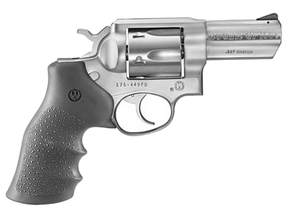 Ruger GP100 .357 Magnum / 38 Special Revolver – 3", 6-Round Capacity, Stainless, Steel Frame, Black Rubber, Fixed
