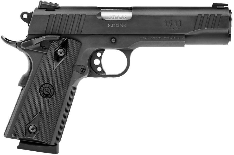 Taurus Pt1911 .45 ACP Pistol – 5", 8+1, Blue, Steel Frame, Checkered Black Plastic, Adjustable, includes two 8-round magazines