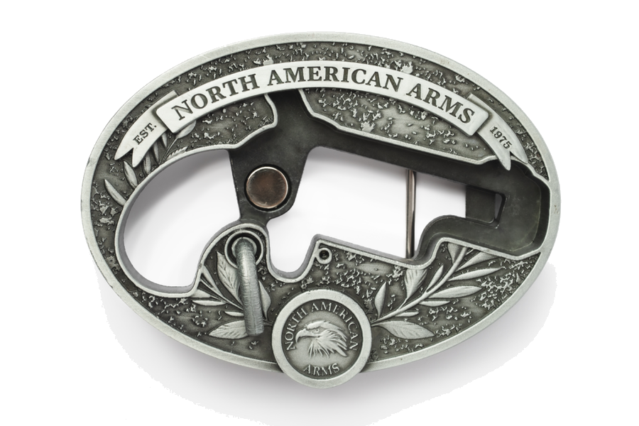 North American Arms Oval Ornate Belt Buckle Rifle