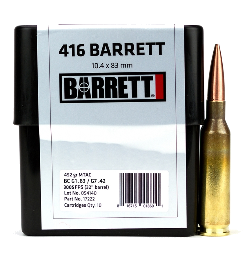 Barrett MTAC .416 Barrett 452 Grain Ammunition – 10 Rounds