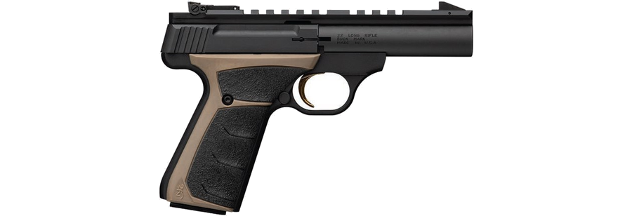 Browning Buck Mark Black Label .22 LR Pistol – 4", 10+1, Matte Black, Alloy Frame, Black/FDE URX Grips, Pro-Target Rear – MPN 051604490