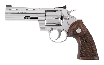 Colt Python .357 Magnum / 38 Special Revolver – 6", 6-Round Capacity, Stainless Steel, Steel Frame, Walnut, FS: Green Fiber Optic RS: Adj