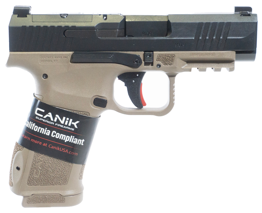 Canik Mete Mc9ls 9mm Pistol – 3.5", 10+1, Black Nitride, FDE Polymer, 3-Dot White Sights, includes two 10-round magazines