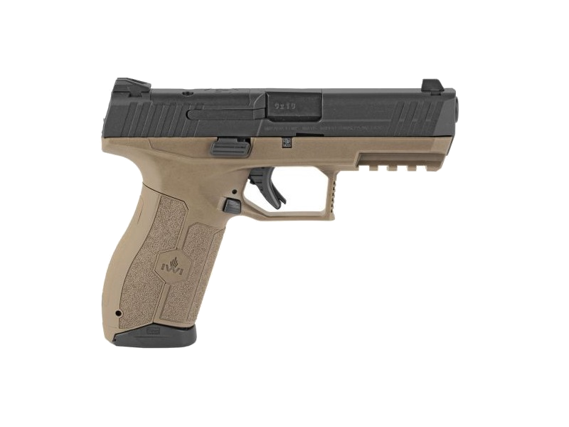 IWI Masada 9mm Pistol – 4.1", 17+1, Black, Polymer Frame, Flat Dark Earth Polymer, 3-Dot, includes two 17-round magazines