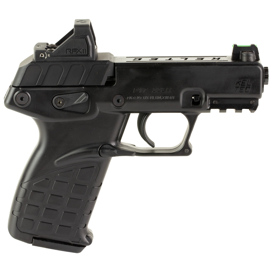 Keltec P17 .22 LR Pistol – 3.93", 16+1, Blue, Polymer Frame, Black Polymer, Fixed Rear, Fiber optic front, includes three 16-round magazines
