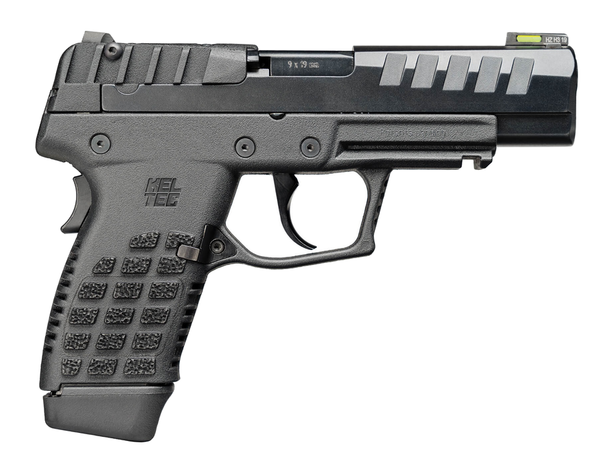 Keltec P15 9mm Pistol – 4", 15+1, Blue, Polymer Frame, Black Polymer, Fixed Rear, Fiber optic front