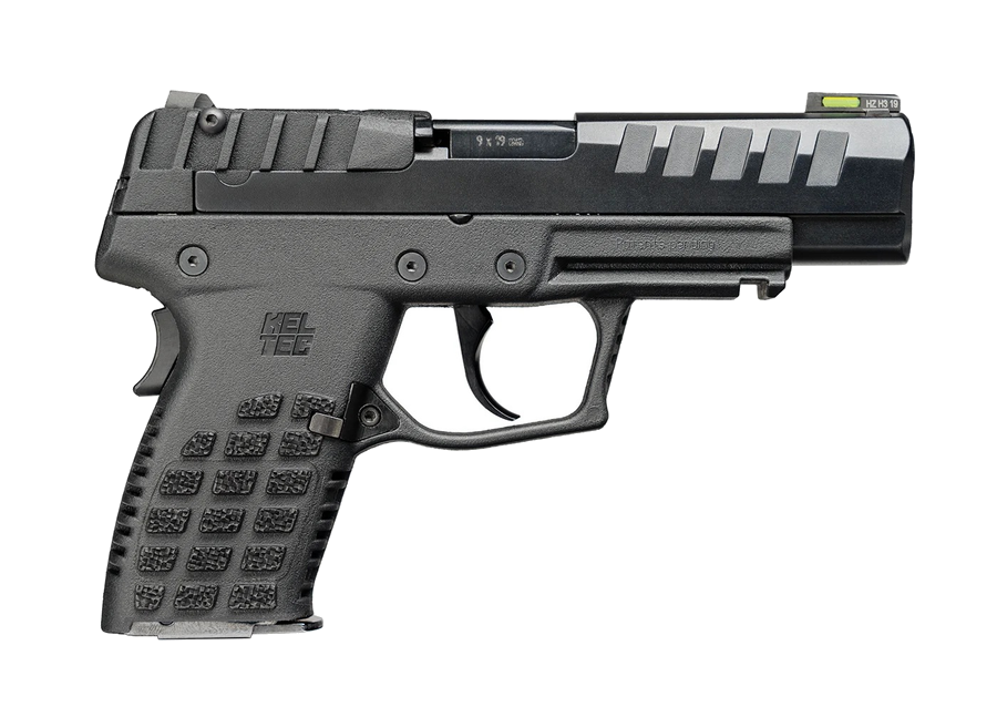 Keltec P15 9mm Pistol – 4", 10+1, Blue, Polymer Frame, Black Polymer, Fixed Rear, Fiber optic front