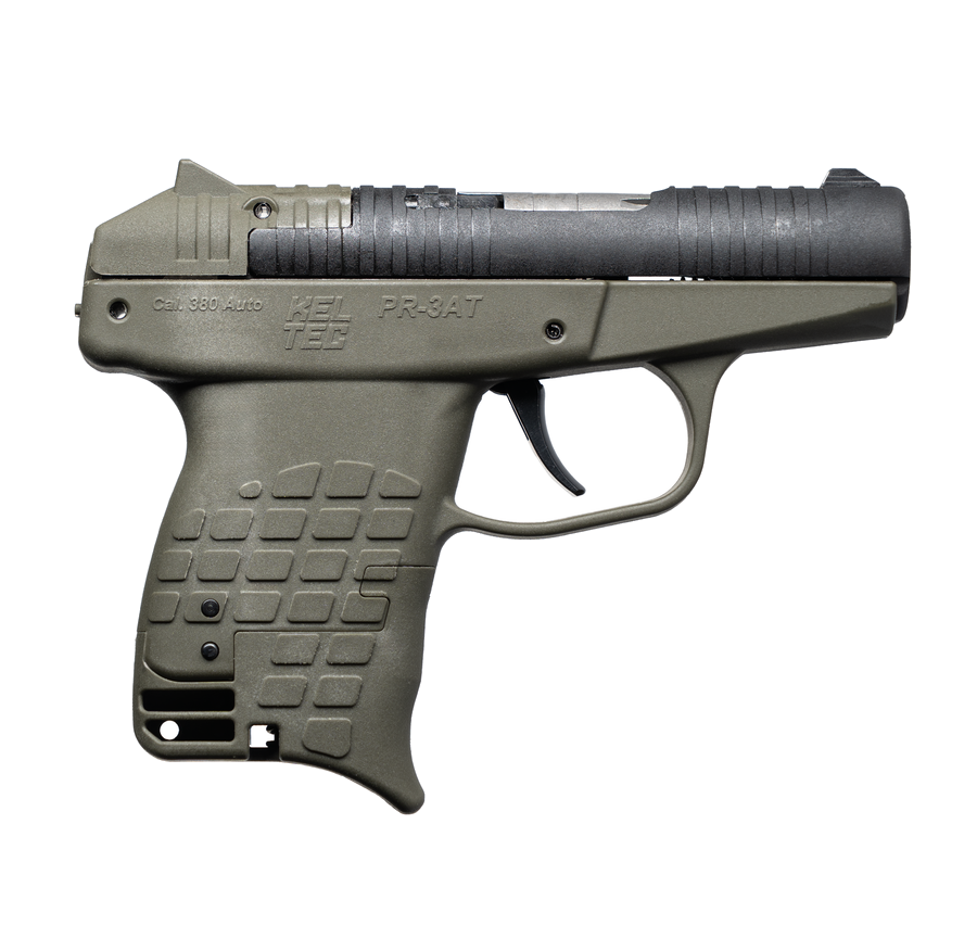 Keltec Pr-3at .380 ACP Pistol – 2.85", 13+1, Black, Polymer Frame, Green Polymer, Fixed Rear, Fixed front, includes two 7-round magazines