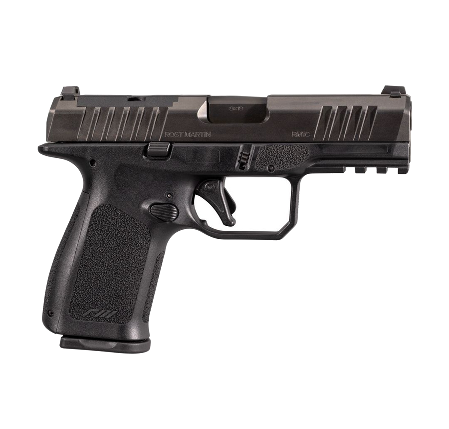 Rost Martin Rm1c 9mm Pistol – 4", 10+1, Black, Polymer Frame, Black Responsive Grip Texture, RS: Black Serrated FS: Dot – MPN RM1CBLKOSP10