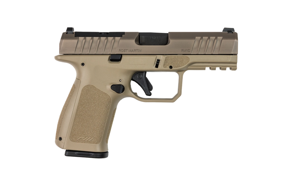Rost Martin Rm1c 9mm Pistol – 4", 15+1, Black, Polymer Frame, Mojave Responsive Grip Texture, RS: Black Serratd FS: FO/TRITIUM