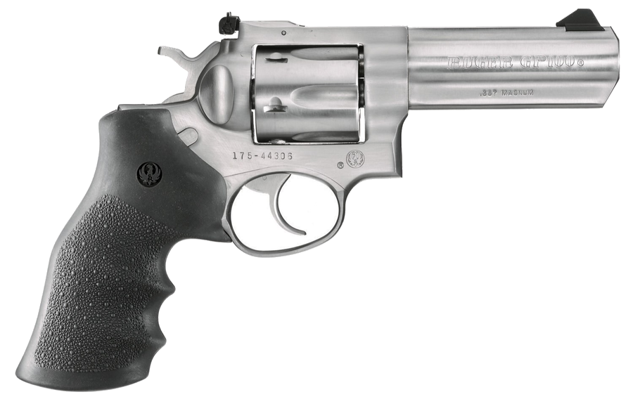 Ruger GP100 .357 Magnum / 38 Special Revolver – 4.2", 6-Round Capacity, Stainless, Steel Frame, Black Rubber, Adjustable