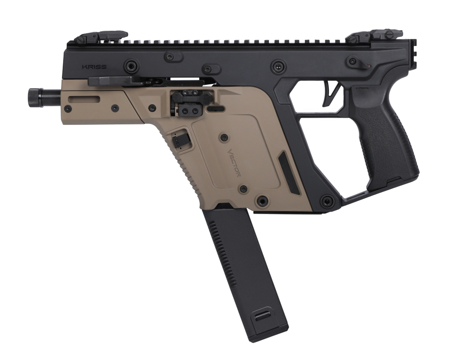 Kriss USA Vector SDP G3 .45 ACP Pistol – 5.5", 30+1, 2-Tone Black & FDE, Flat Dark Earth, Low Profile Flip Up Sights