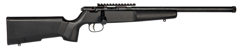 Savage Arms Rascal .22 LR Rifle – 16.125", 1-Round Capacity, Blue, Wood Compact Black Hardwood Stock, threaded barrel