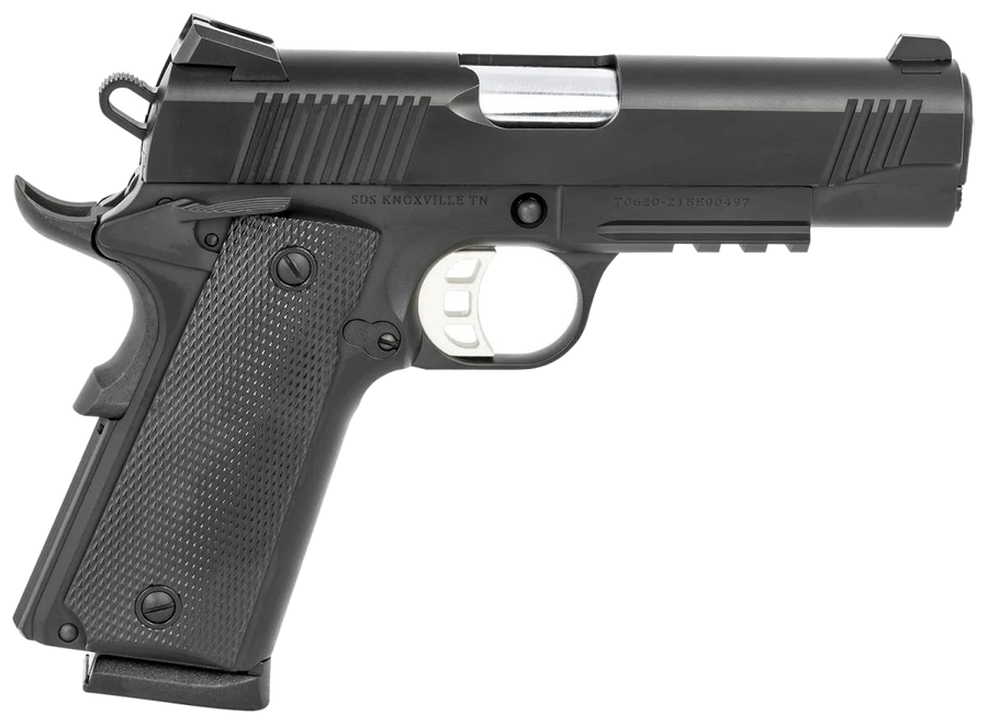 Tisas 1911 Carry .45 ACP Pistol – 4.25", 8+1, Black Cerakote, Steel Frame, Black Synthetic, Novak Style Sights