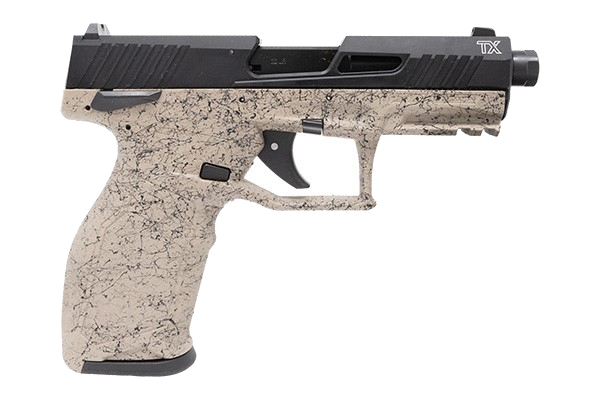 Taurus TX22 Gen 2 .22 LR Pistol – 4.1", 10+1, Black, Polymer Frame, FDE Splatter Frame, FS: White Dot RS: Serrated