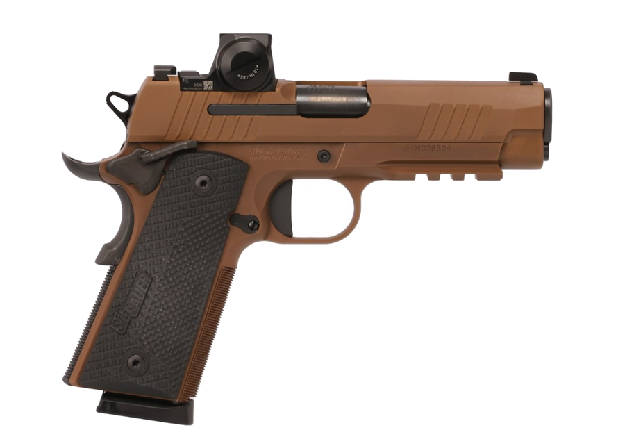 SIG Sauer 1911 X Carry .45 ACP Pistol – 4.25", 8+1, Coyote, Steel Frame, Black G10 Grip Panels, XRay3 Day/Night Sights, G10 grips