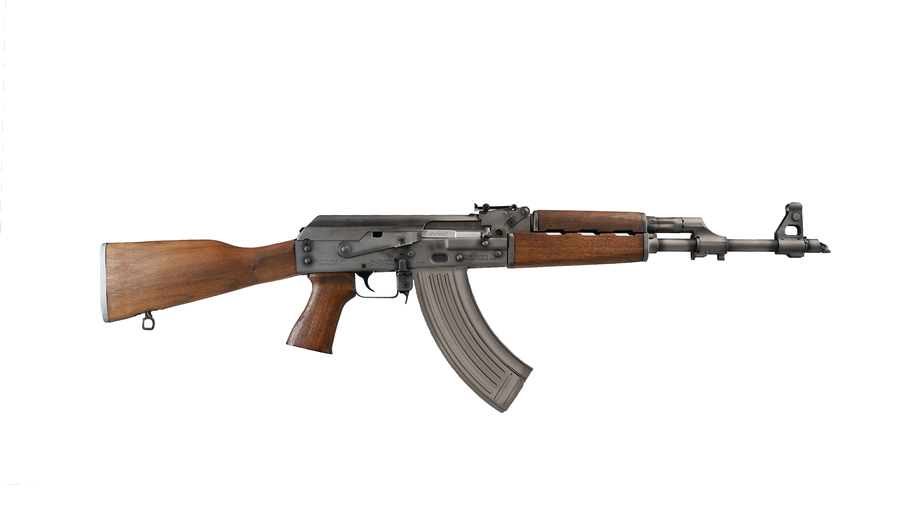 Zastava Arms USA Zpap M70 7.62 x 39mm Rifle – 16.25", 30+1, Battleworn Cerakote, Wood Stock Dark Walnut Furniture, Open Rifle Sights