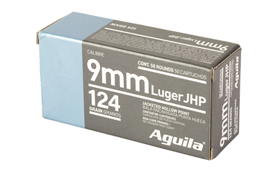Aguila 9mm 124 Grain Jacketed Hollow Point Ammunition – 50 Rounds