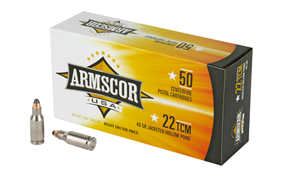 Armscor 22tcm 40 Grain Jacketed Hollow Point Ammunition – 50 Rounds