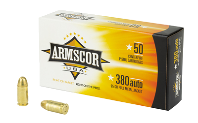 Armscor .380 ACP 95 Grain Full Metal Jacket Ammunition – 50 Rounds