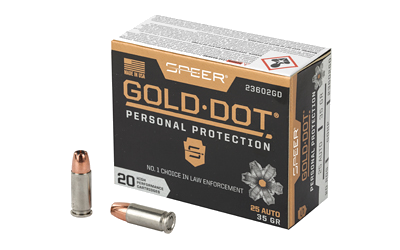 Speer Gold Dot .25 ACP 35 Grain Hollow Point Ammunition – 20 Rounds