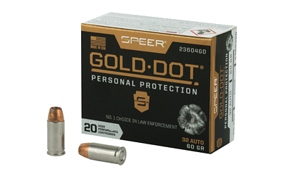 Speer Gold Dot .32 ACP 60 Grain Hollow Point Ammunition – 20 Rounds