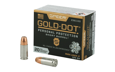 Speer Gold Dot 9mm 124 Grain Hollow Point Ammunition – 20 Rounds, +P