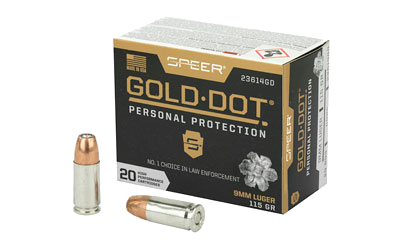 Speer Gold Dot 9mm 115 Grain Hollow Point Ammunition – 20 Rounds
