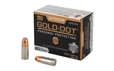 Speer Gold Dot 9mm 124 Grain Hollow Point Ammunition – 20 Rounds, +P