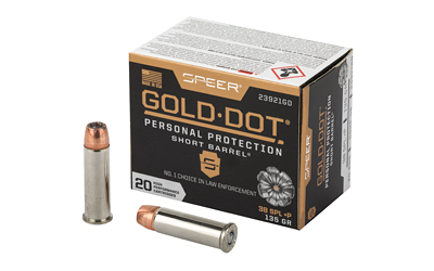 Speer Gold Dot +P .38 Special 135 Grain Hollow Point Ammunition – 20 Rounds