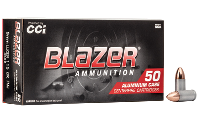 Blazer Ammunition 9mm 115 Grain Full Metal Jacket Ammunition – 50 Rounds