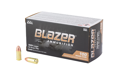 Blazer Ammunition Brass 9mm 115 Grain Full Metal Jacket Ammunition – 100 Rounds
