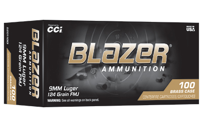 CCI Ammunition Blazer 9mm 124 Grain Full Metal Jacket Ammunition – 100 Rounds