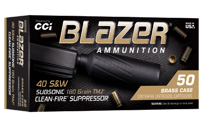 CCI Ammunition Blazer Brass .40 S&W 180 Grain TMJ Ammunition – 50 Rounds