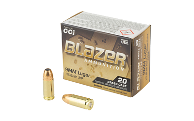 CCI Blazer Brass 9mm 115 Grain Jacketed Hollow Point Ammunition – 20 Rounds