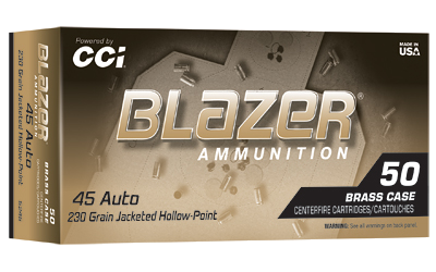 Blazer Ammunition Brass .45 ACP 230 Grain Jacketed Hollow Point Ammunition – 50 Rounds